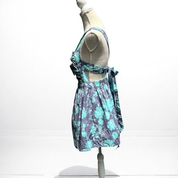 🌻FREE PEOPLE Meet Me In Maui Printed Mini Dress In Blue Size Small New Cond. - Picture 5 of 12